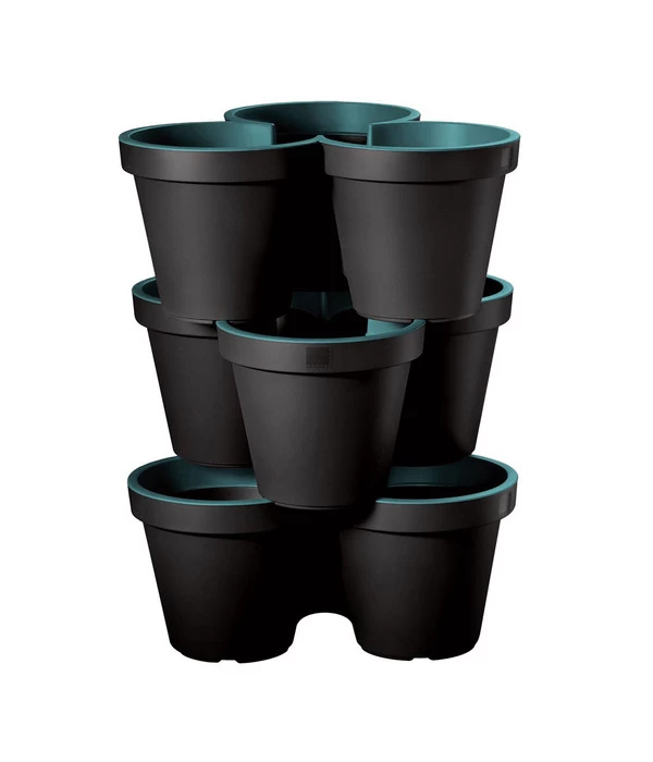 Kunststoff-Säulentopf Portland, Rund, Türkis, Ca. Ø43/H58 Cm, 3er-Set