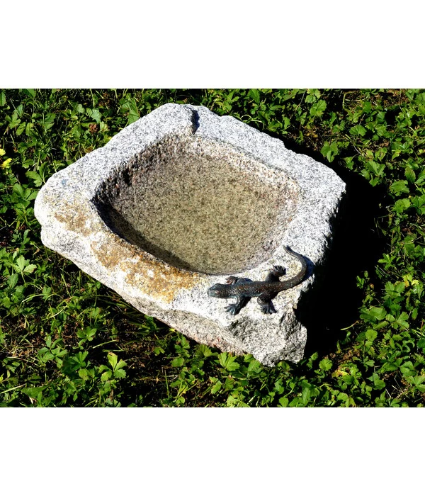 Rottenecker Granit-Vogeltränke Mit Eidechse