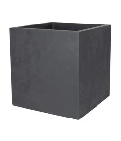 EDA-plastiques Kunststoff-Topf Basalt, Quadratisch, Anthrazit, Ca. B39,5/H43,5/T39,5 Cm