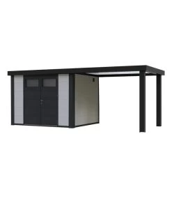 Wolff Finnhaus Metallgerätehaus Eleganto 3024, Inkl. Seitendach Rechts, Ca. B602/H227/T259 Cm