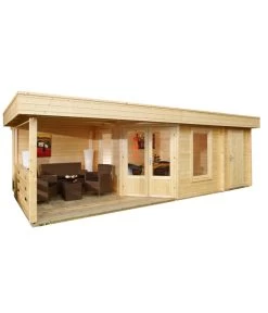 Wolff Finnhaus Gartenhaus Maja 40-B/2, Inkl. Terrasse